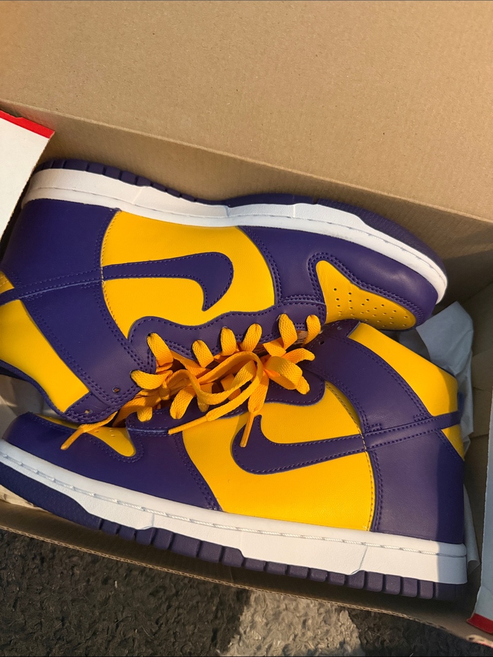 Nike Kids High-Top Sneakers in Purple and Yellow